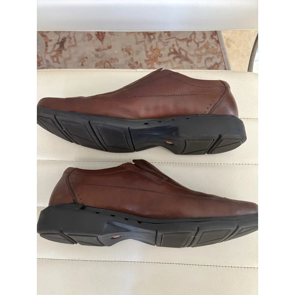 Clarks Unstructured 1825 Brown Leather Slip On Loafers Mens 9.5 XW 26087743